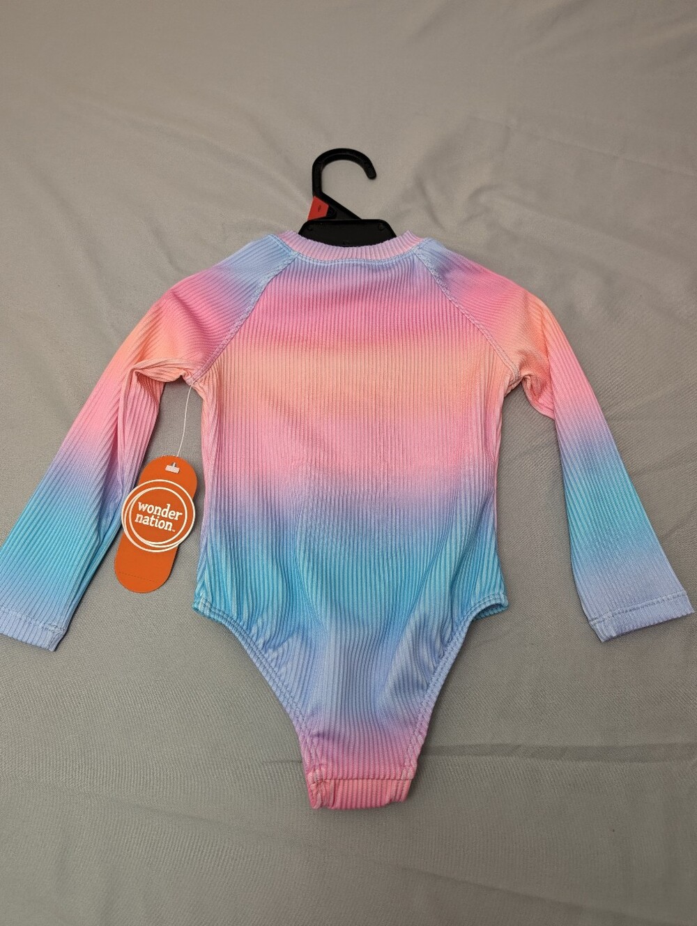 wonder nation Pink Blue Ombre Ribbed Long-Sleeve One-Piece B36